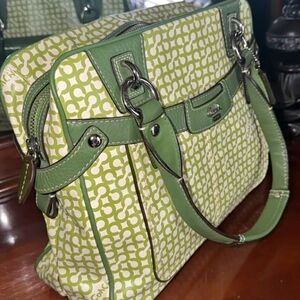 Coach Penelope Green and White Satchel
